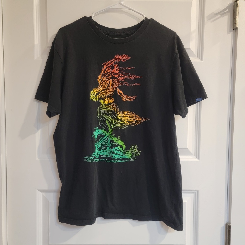 Vans Hula Skeleton Dancing Hula Girl Skeleton Shirt Black Rasta Colors L